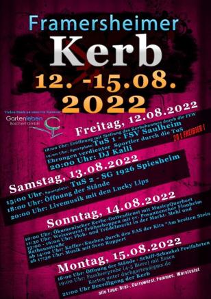Programm der Framersheimer Kerb 12.-15.08.2022
