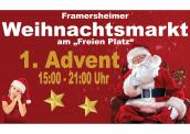 Plakat zum Framersheimer Weihnachtsmarkt am 27. November 2022 von 15 bis 21 Uhr auf dem "Freien Platz"