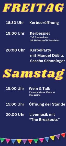 Kerbeprogramm Freitag und Samstag