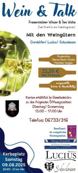 Wein und Talk am Samstag auf dem Kerbeplatz